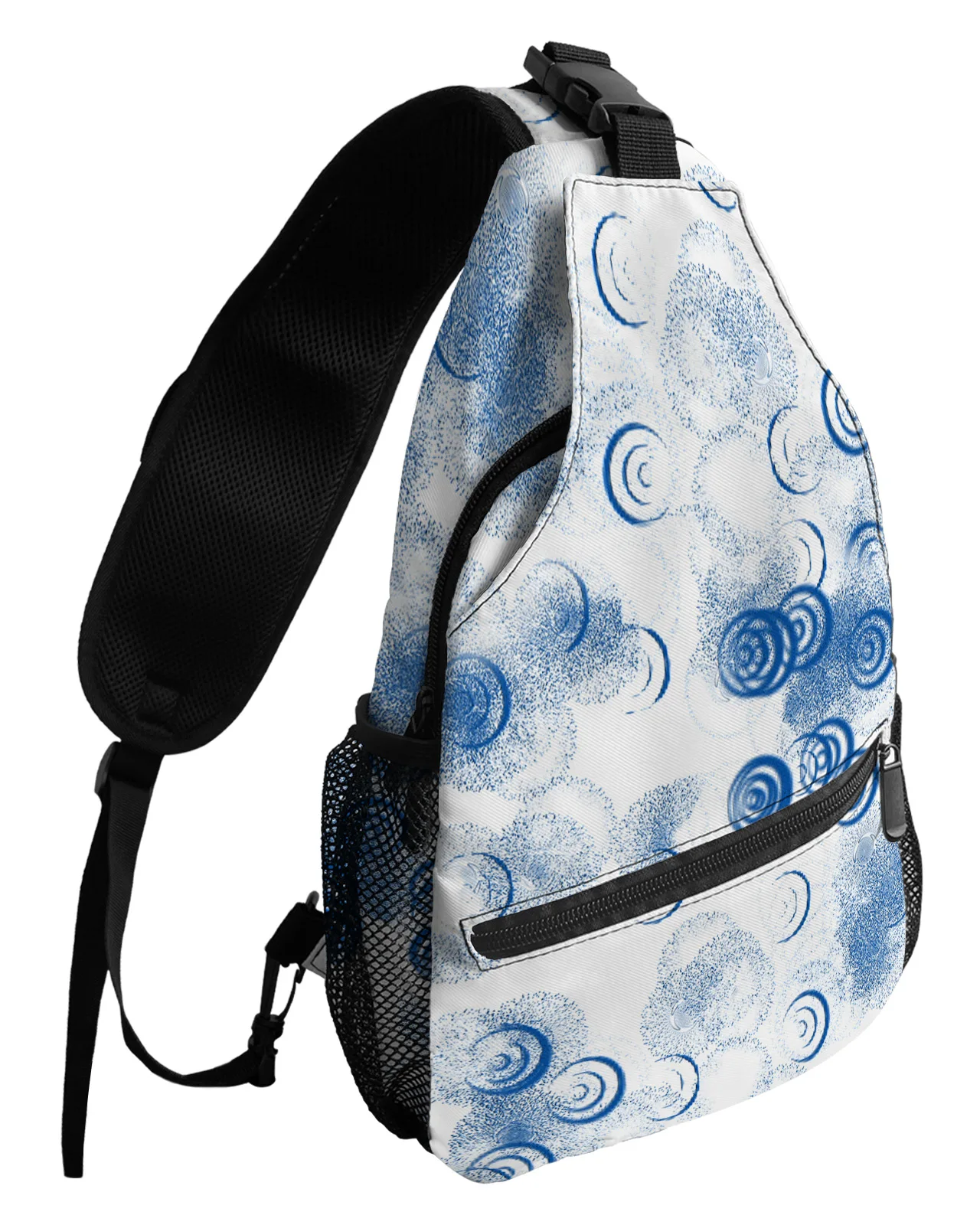 Abstract Retro Blue White Chest Bags For Women Men Waterproof Messenger Bags Female Travel Sport One Shoulder Crossbody Bag