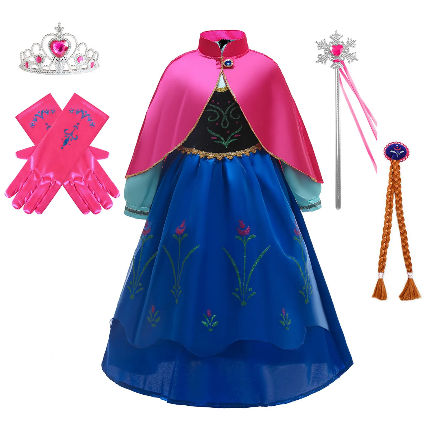 Shiny Toddler Little Girls Movie Princess Frozen  Anna Birthday Party Cosplay Halloween Fancy Dress Christmas Gift