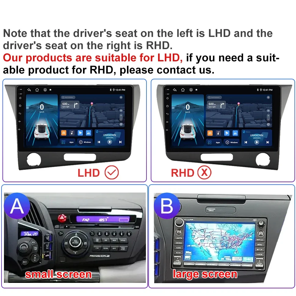 Android Auto Carplay Car Radio Stereo Multimedia Player for Honda Crz 2006-2013 QLED Android Autoradio Navi GPS BT 4G Net 2 Din