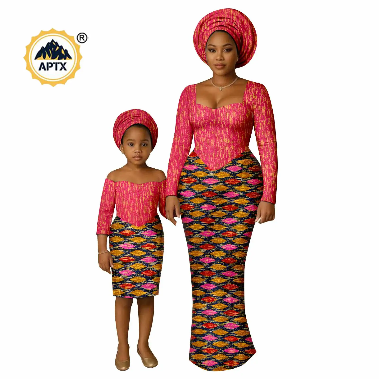 African Print Long Dresses for Women Family Outfits Dashiki Couple Clothes Mom and Daughter Dresses Ankara Outwear 25F029