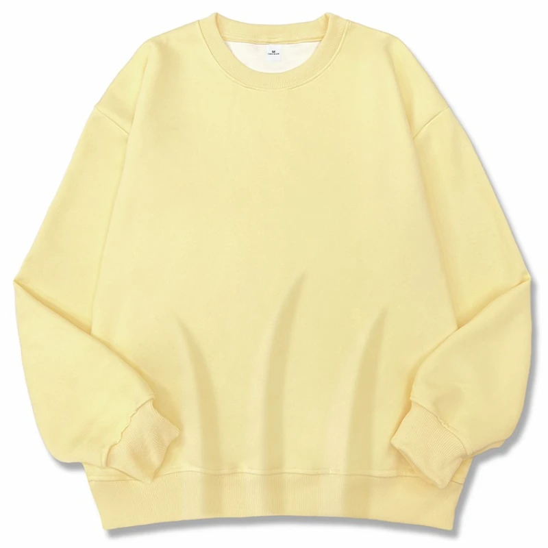 2025 New Women Simple Pullover Female Fashion Harajuku Streetwear Solid Color O-Neck Hoodie Autumn Winter Loose Casual Tops