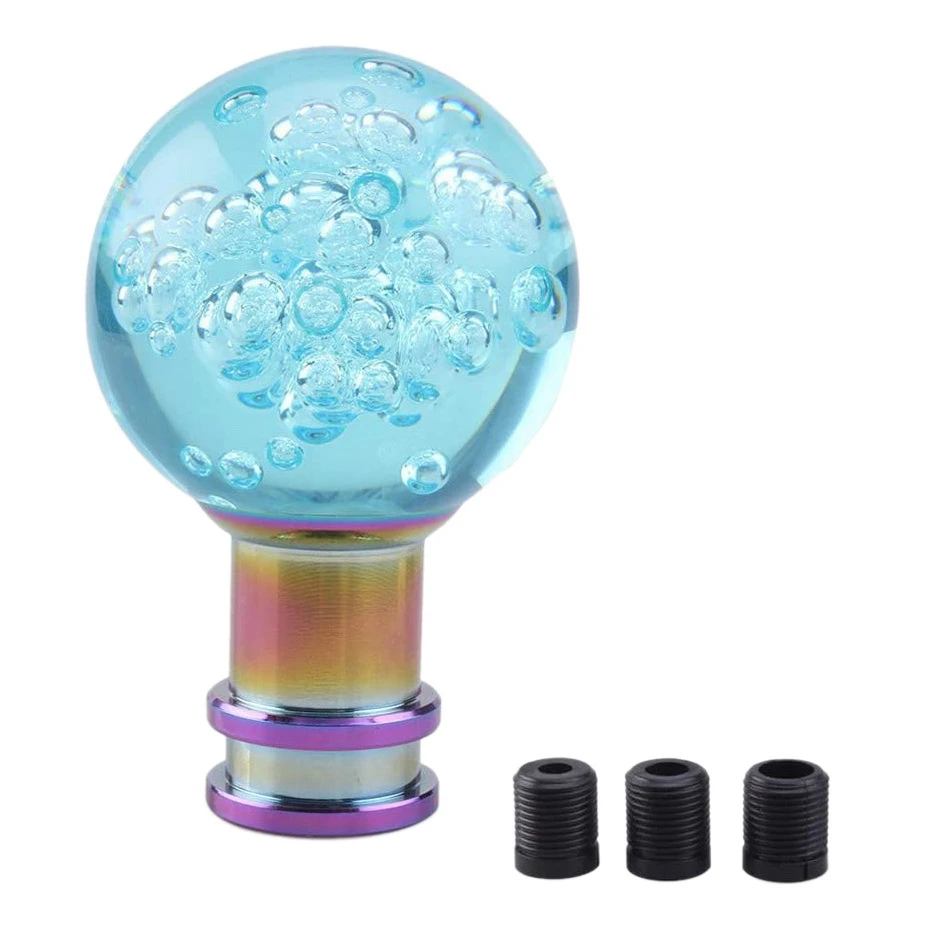 Universal Shift Knob Shift Lever Knob Acrylic Shift Knob Transparent Crystal Bubble Gear Shift Knob Light Blue