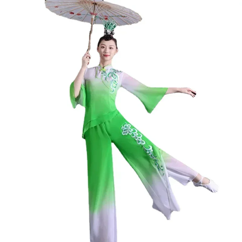 Traditional Chinese Yangko Dance Costumes Folk Dress Female Fan Umbrella Dance Hanfu Festival Outfit National Waist Drum Suit