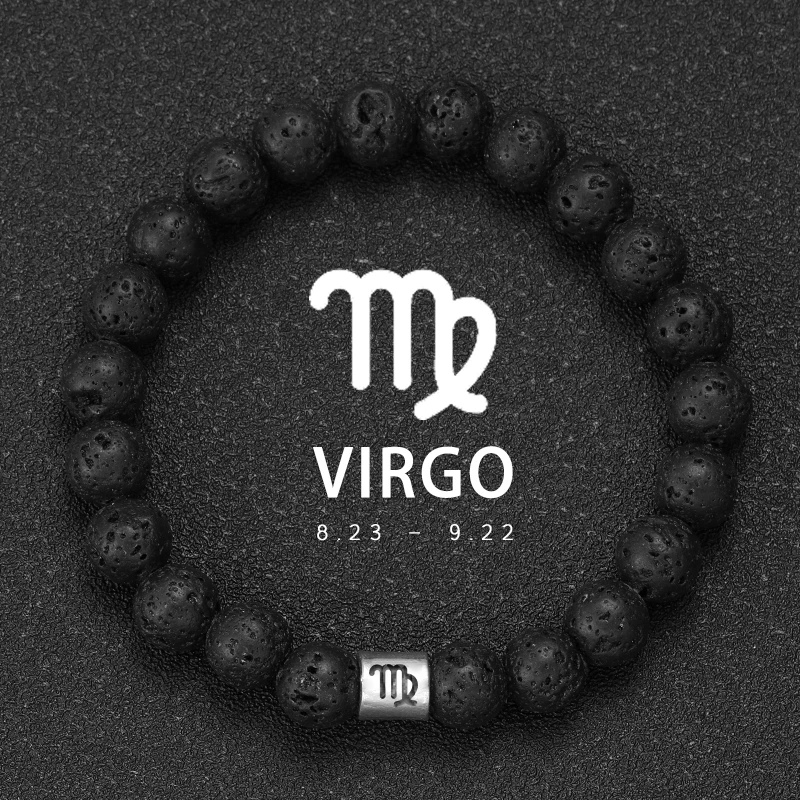 Natuursteen Lava Armbanden Ram Maagd Vissen Armbanden Dames Heren Koppels Vriendschap Sieraden 12 Sterrenbeelden Armbanden