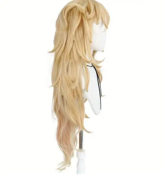 Douma Peluca de Cosplay rubia ondulada Extra larga con flequillo para hombres, Halloween, Navidad, Día de Acción de Gracias escolar, 12 pulgadas