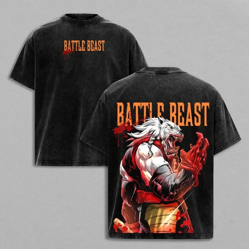 Camiseta con estampado de Manga Invincible Thokk Battle Beast, ropa holgada para hombre, Camiseta de algodón lavado, camiseta informal Vintage, camiseta Harajuku