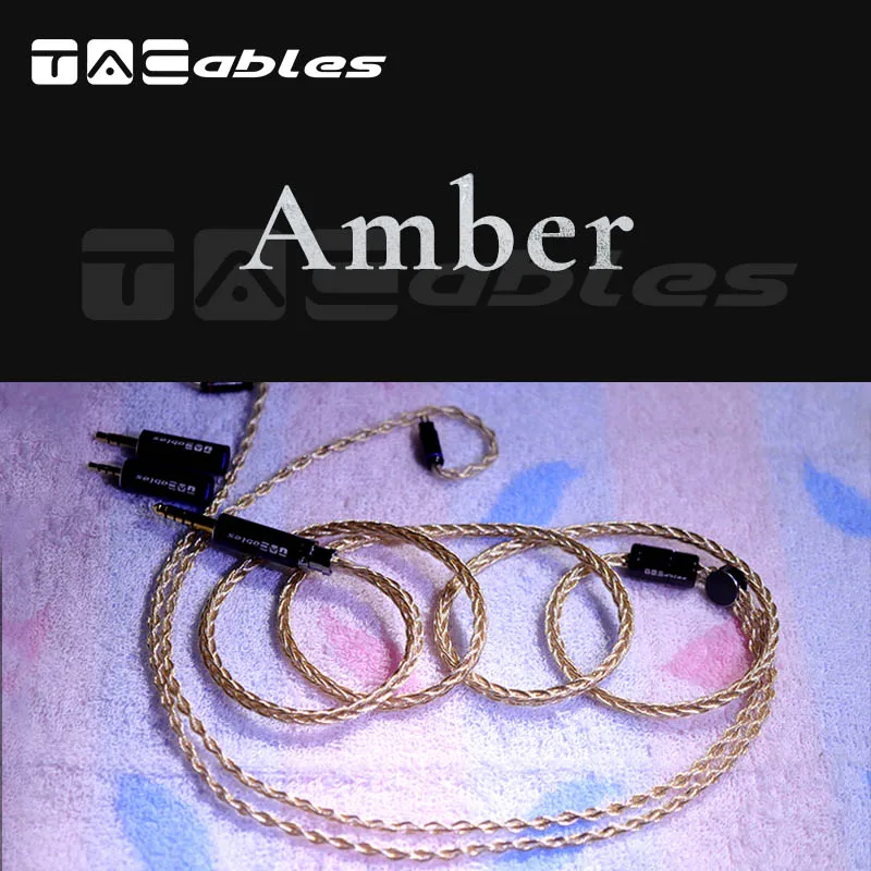 Tacable Amber  modular cable 3 to 1 Gold Plated & Litz silver Plated & 6N Occ  Copper Hybrid upgrade earphone cable 0.78 mmcx