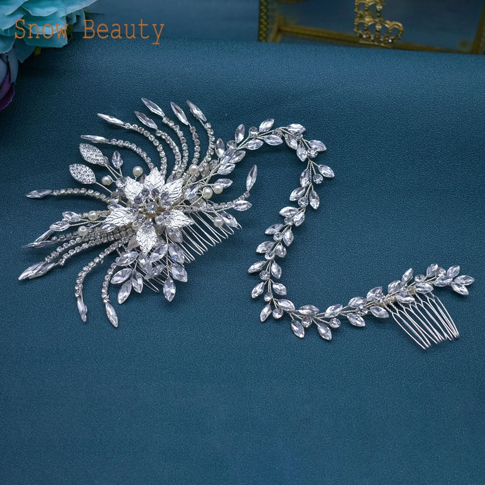 

DZ045 Silver Rhinestone Bridal Hair Clip Handmade Wedding Hair Accessories Party Headpiece Women Tiaras Prom Jewelry Gifts