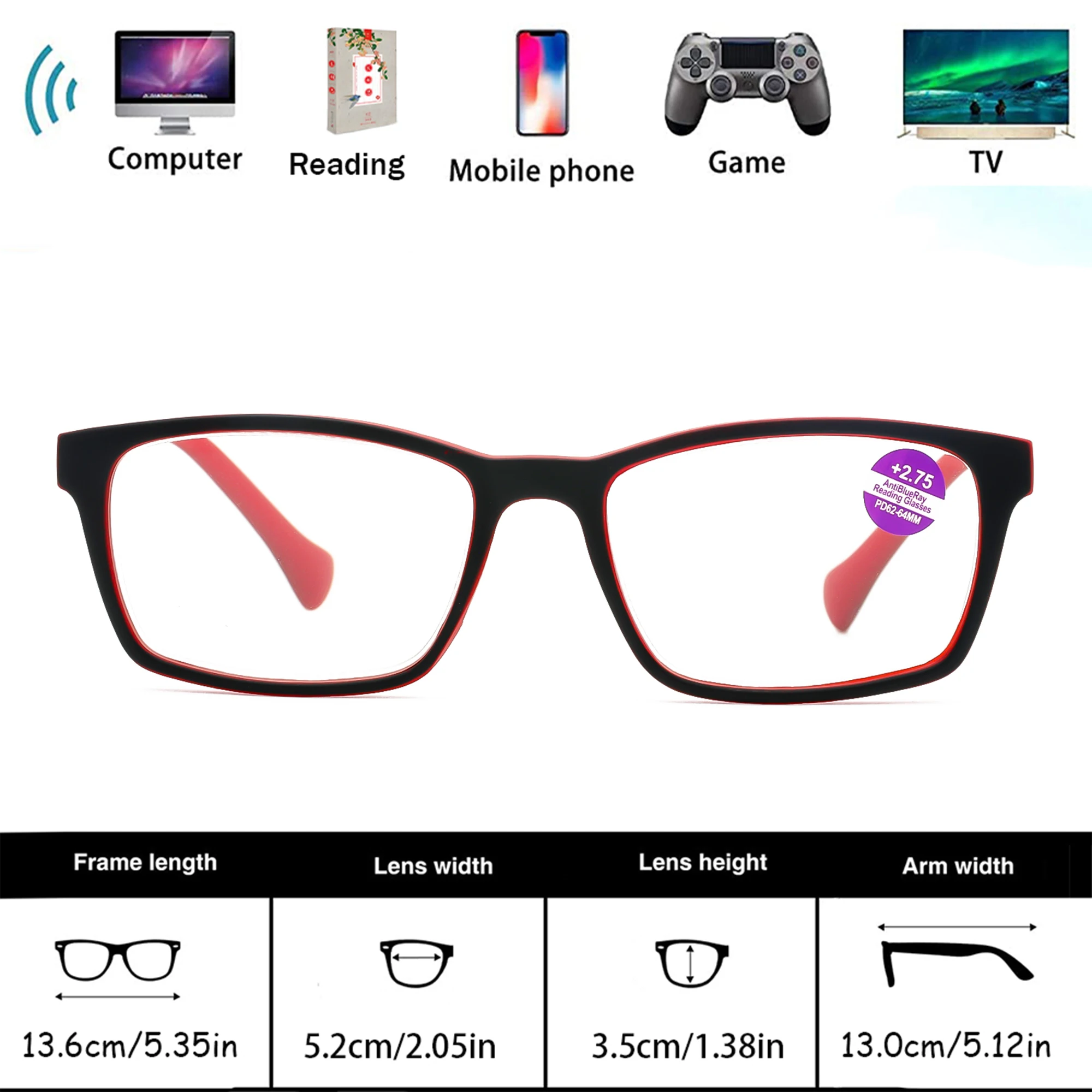 2PCS Lesebrille Für Männer Und Frauen Frühling Scharnier Brillen Blau Licht Blockieren Brillen HD Linsen Angenehm Tragen – Detail 3