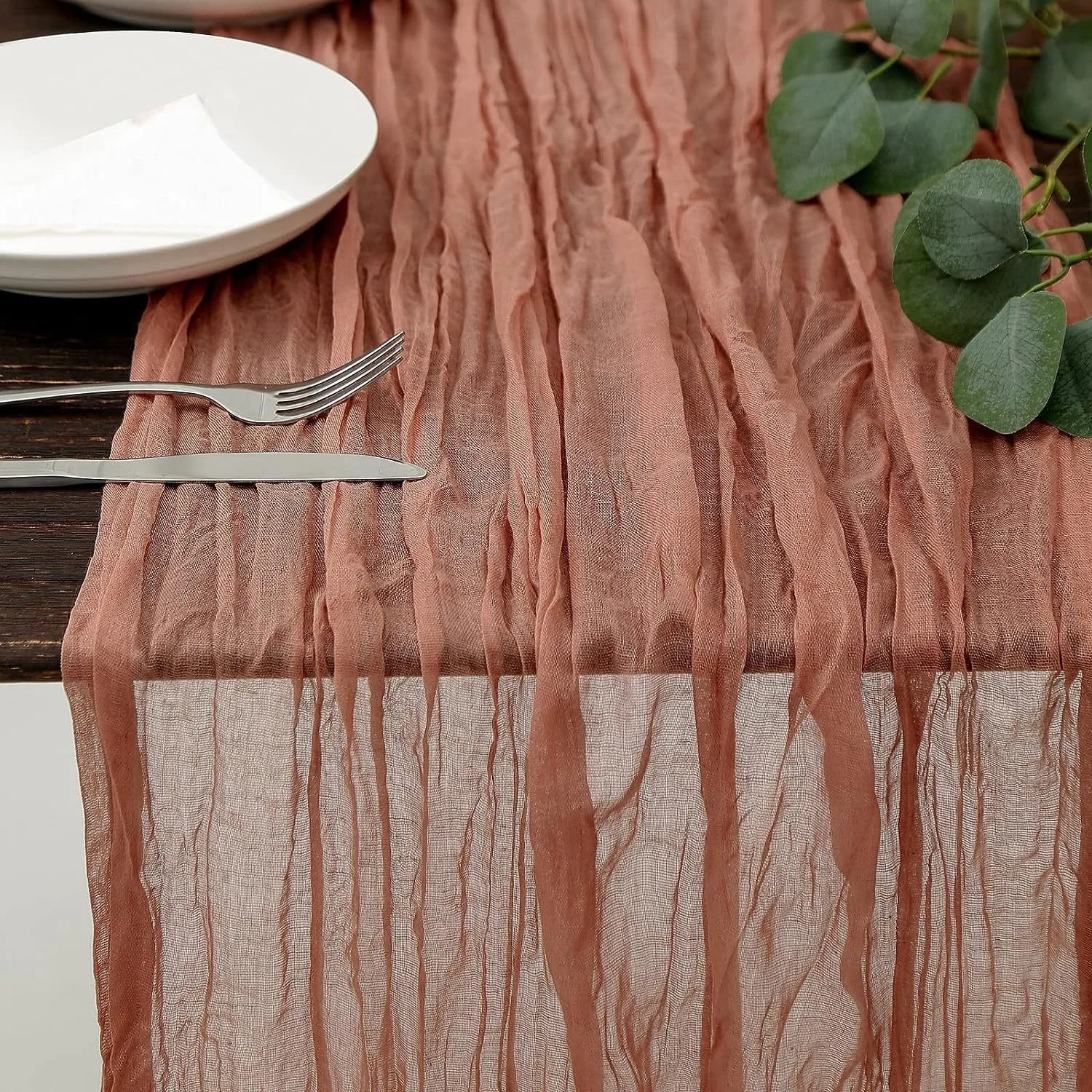 Cheesecloth Table Runner Boho Gauze Table Runner 40x270cm Romantic Table Runner for Wedding Bridal Shower Birthday Party