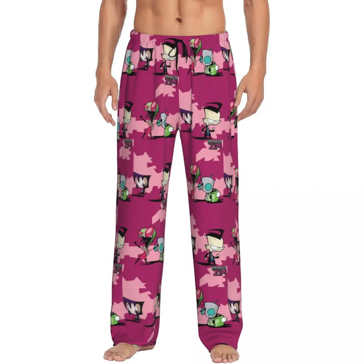 

Custom Printed Robots I-Invader Z-Zim Cartoon Pajama Pants Men's Sleep Sleepwear Bottoms with Pockets