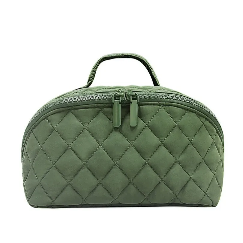 Quilted Cosmetic Organizer Bag, Luxury Large Capacity Makeup Storage Pouch with Handle, Travel Toiletry Case for Women