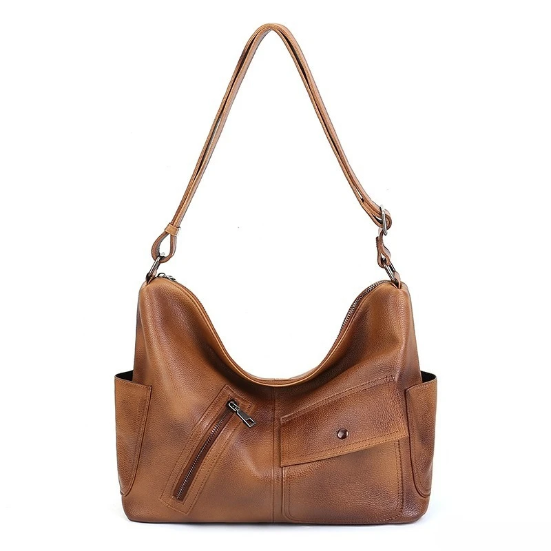 Minimalist Everyday Work Tote Bag for Women Top Grain Leather Convertible Crossbody Strap Spacious Large Capacity