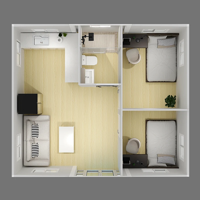 三角形の屋根が付いた折りたたみ式プレハブ住宅,移動式で拡張可能な住宅キット,家具付きの高級フラットコンテナハウス