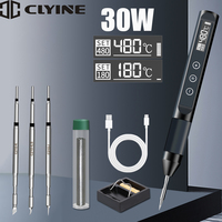 Upgraded USB Smart Soldering Iron 30W Electric Portable Adjustable Constant Thermostat LCD Displays Welding Station 180-480℃