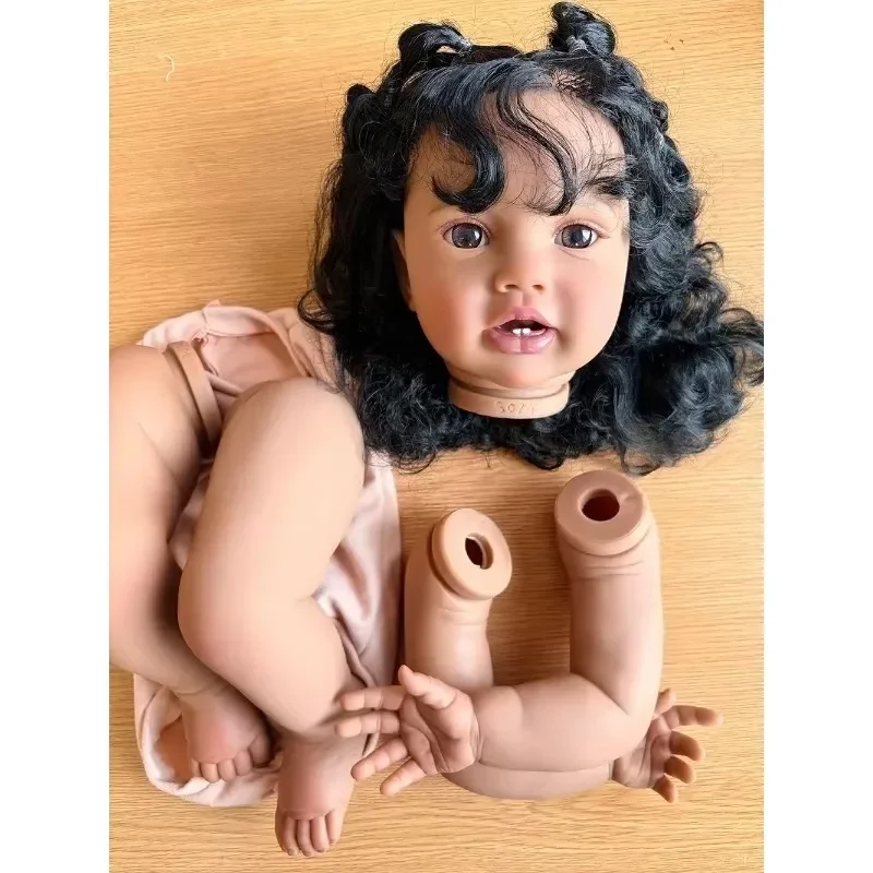 24 Inch Already Painted Reborn Doll Kits Lottie  Unassembled DIY Doll Parts with Cloth Body and Brown Eyes