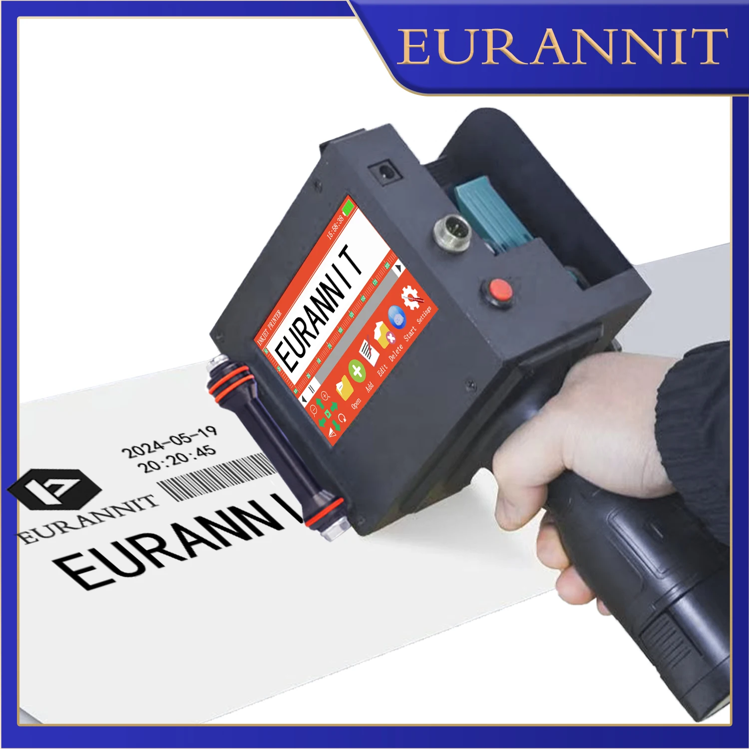 EURANNIT E50 50.8mm 2 Nozzles Printer Portable Handheld Inkjet Printer for Date Image QR Barcode Batch Number Logo Expiry Date