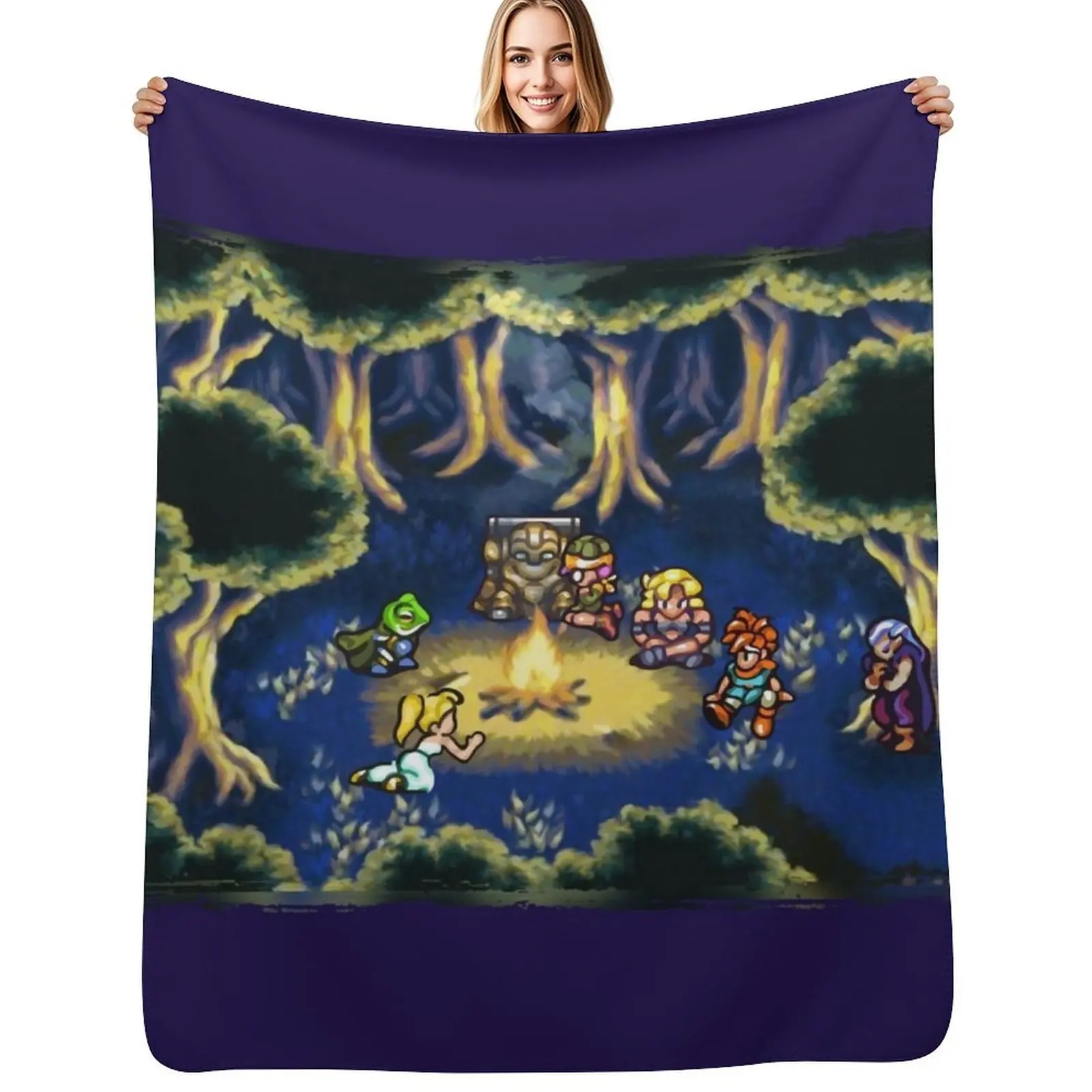 

Chrono Trigger Camping Scene Throw Blanket Cozy Throw Blanket Birthday Gift for Him Her