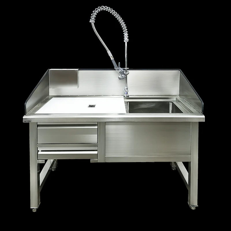 

Commercial stainless steel workbench, pool integrated console