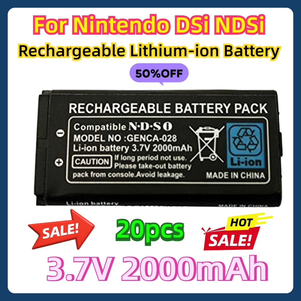 

20pcs For Nintendo DSi NDSi 3.7V 2000mAh Rechargeable Lithium-ion Battery Replacement Battery Pack