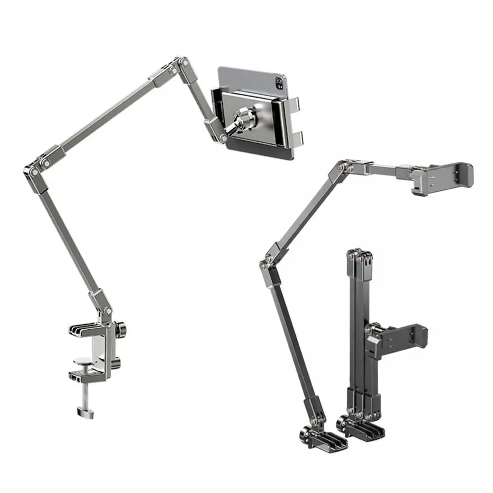 Multi-Functional Multi Angle Tablet Stand 2/3 Sections Arms Adjustable Lazy Tablet Bracket Metal Viewing Stand Bedside