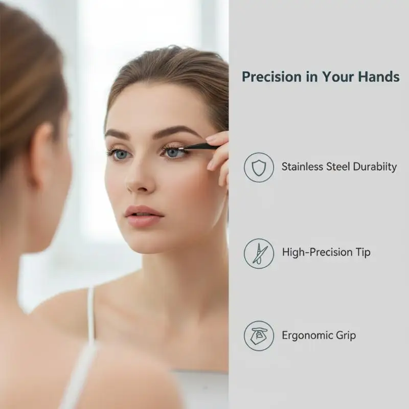 Angled Precision Stainless Steel Tweezers 4pcs Set for Facial Hair Removal Beard and Eyebrow Care at Home