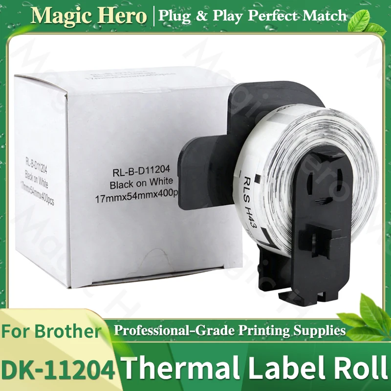 DK-11204 DK11204 Compatible Thermal Label 17mm*54mm For Brother QL-500 QL-550 QL-570 QL-700 QL-800 QL-1050 QL-1100 Label Printer