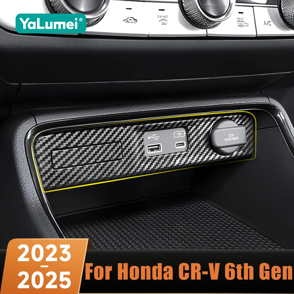 

Центральная консоль автомобиля, панель прикуривателя, карбоновая отделка, аксессуары из АБС-пластика для Honda CR-V CRV 6-го поколения 2023 2024 2025 Hybrid