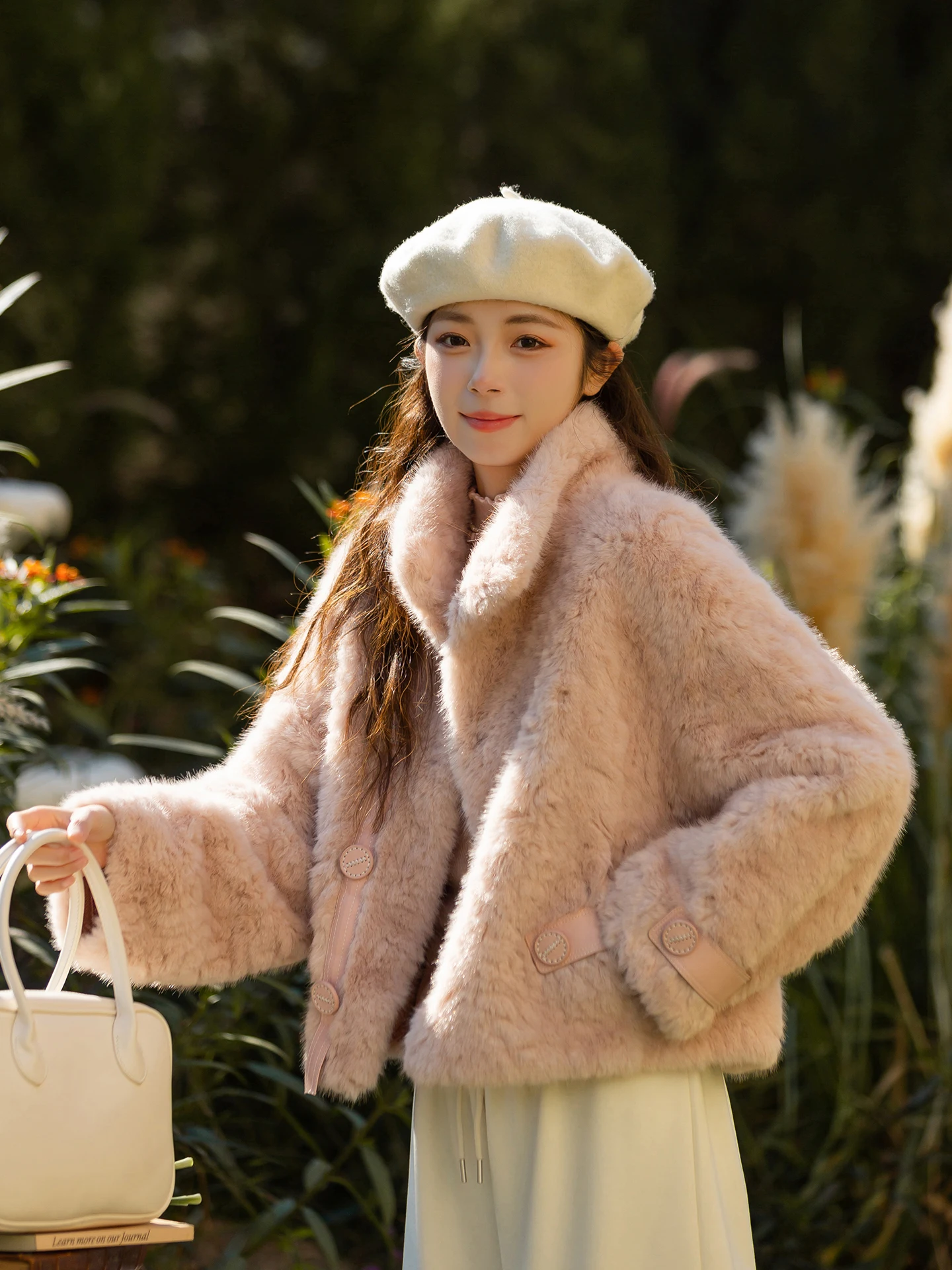 

Теплая розовая шуба из искусственного меха для женщин: модная, экологичная, из кожи и меха, повседневная, свободного кроя, с длинными рукавами, воротник-стойка