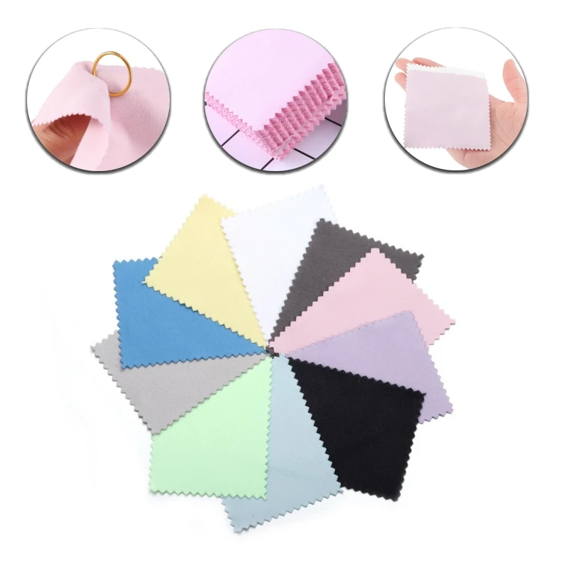 50Pcs/Lot 8cm Double-sided Silver Polishing Cloth Soft Wiping Cloth Microfiber Cleaning Tool for Screen Glasses Jewelry Care