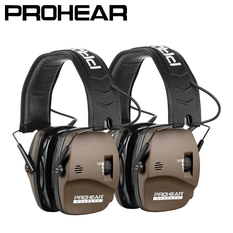 

PROHEAR 2Pcs Electronic Ear Protection Hunting Sound Amplification Earmuffs with Gel Ear Pads Shoot Hearing Protectors Brown