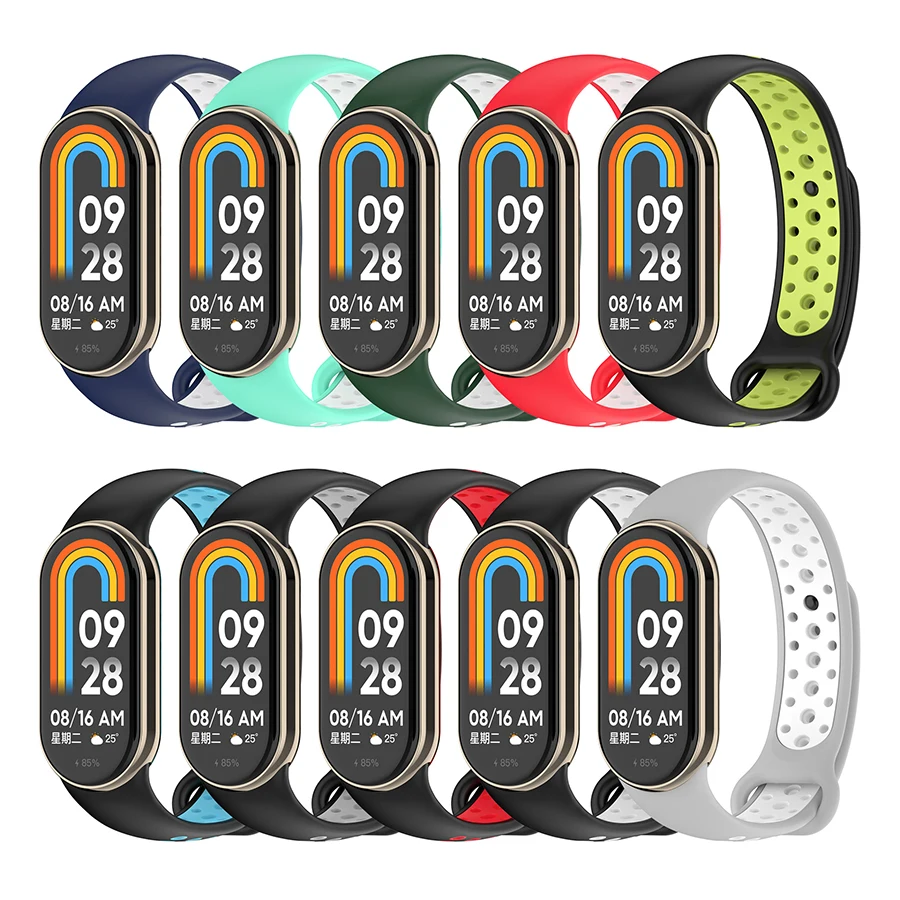 

Спортивный ремешок для Xiaomi Mi Band 10/9/8, высококачественный дышащий браслет, аксессуары для Mi Band 7, 6, 5 4, 3, сменный ремешок для часов