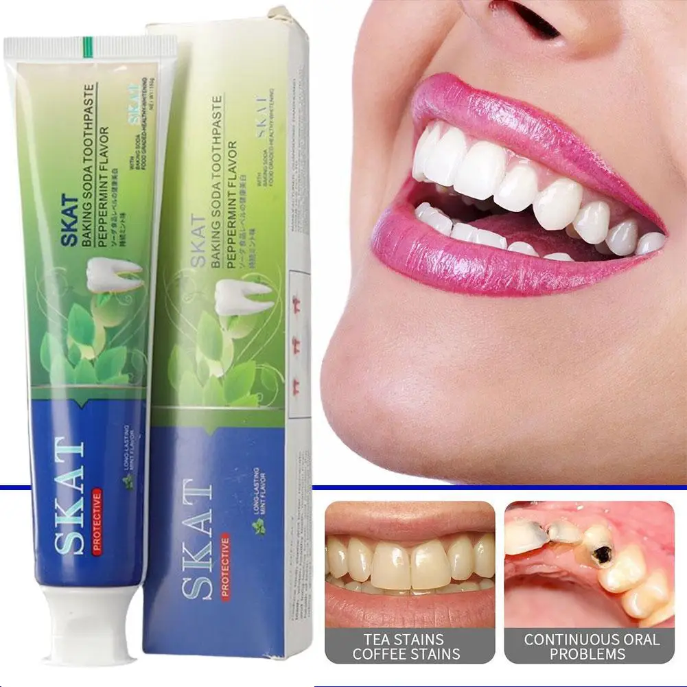 Dentifrice de blanchiment des dents au bicarbonate de soude, livres profonds, hygiène buccale, élimination des SAF, haleine fraîche, outils de soins de santé dentaires, 180g