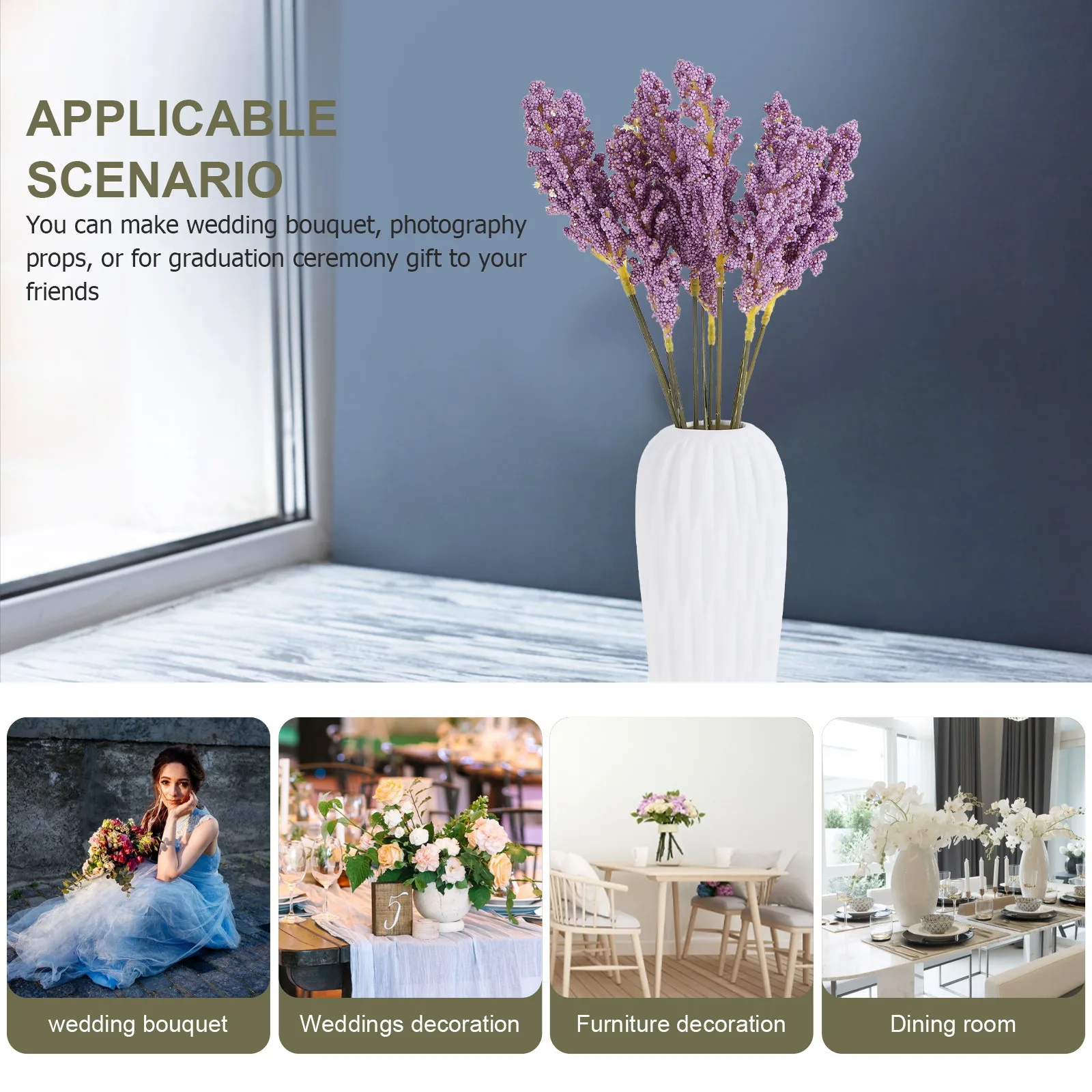 

5pcs Simulation Wheat Ear Bouquet Wedding Photography Decor Floral Display Home Office Coffee Table Greening Projects Forever