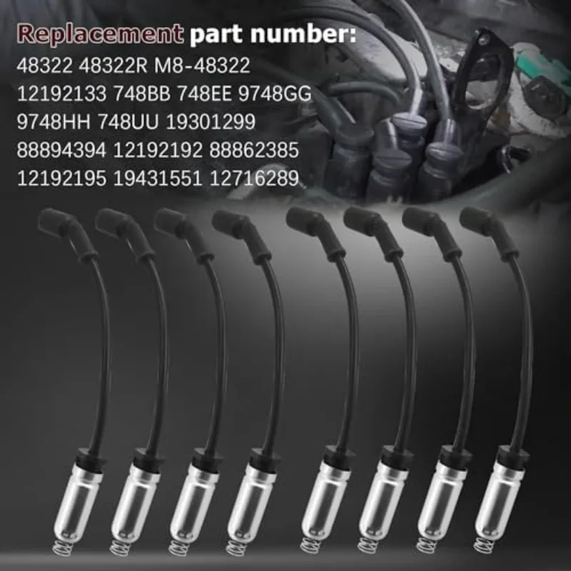 8pcs 19431551 Spark Plug Ignition Wires Set for Cadillac CT5 CTS Escalade Chevrolet Silverado 1500 Suburban Tahoe GMC Yukon view 5