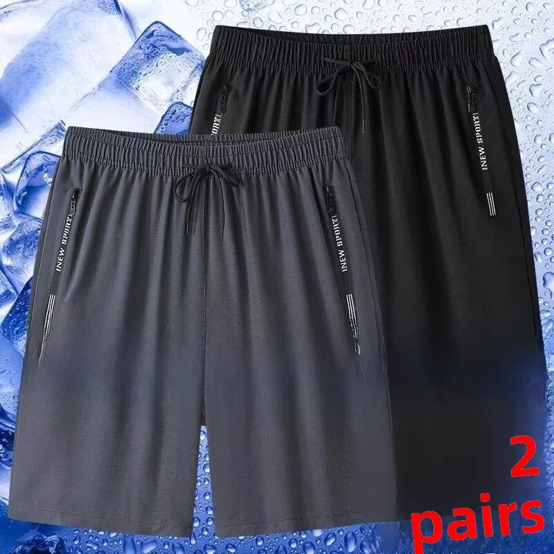 

Ice Silk Qui Dry ort Pants Casual Sports Men's Loose Large Size Five Parts Thin Model Summer Leisure Pants