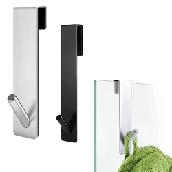 Bathroom Frameless Glass Door Hook Shower Door Hook Towel Rack  Removable Stainless Steel Back Type Hanging Holder Hanger