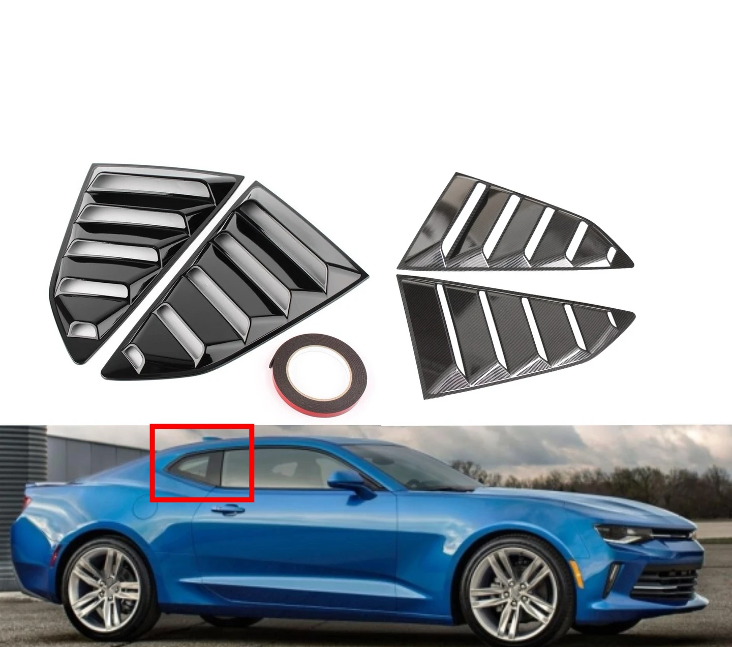 

Car Rear Window Blind Vent Trim Louver Scoop Decoration Cover Fit for Chevrolet Camaro 2017 2018 2019 2020 2021 2022 2023