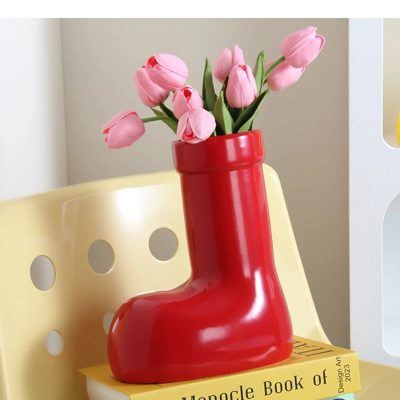 Boots Shaped Ceramic Vase Desktop Simplicity Flower Arrangement Hydroponic Household Decoration