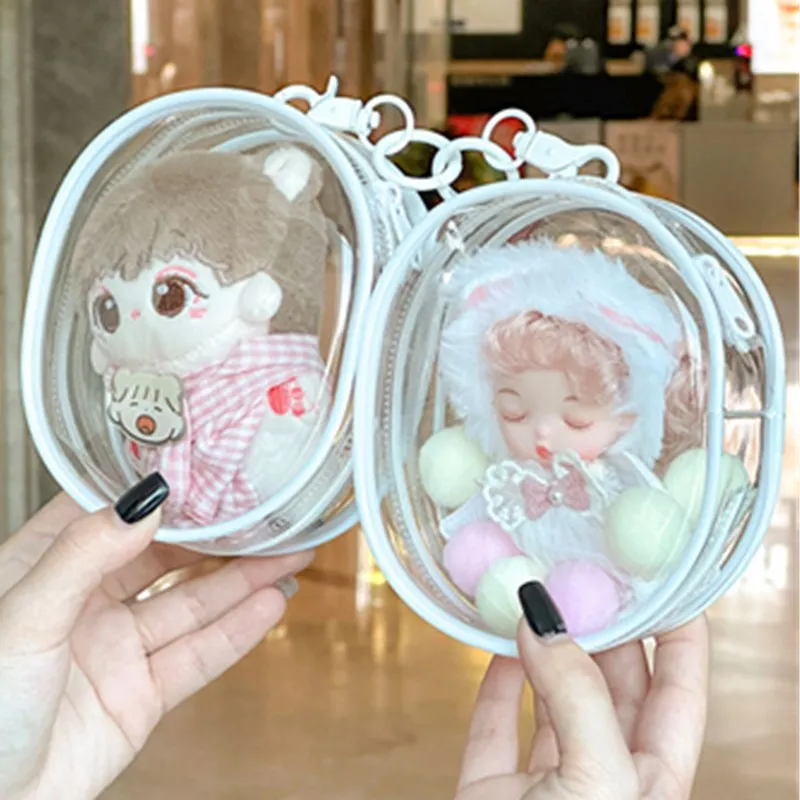 15cm Plushy Doll Storage Pouch Keychain Bag Transparent Dolls Display Pouch Storage Box Thicken Mystery Box Organizer Box