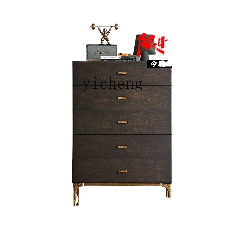 

ZK retro solid wood original chest of drawers light luxury post-modern bedroom locker home accessories