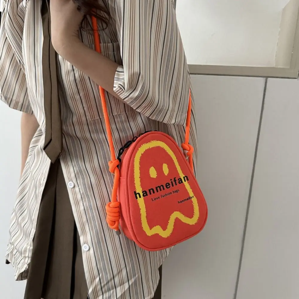 

Coin Purse Ghost Shoulder Bag Mini Solid Color Halloween canvas Crossbody Bag Casual Korean Style Mobile Phone Bag Outdoor