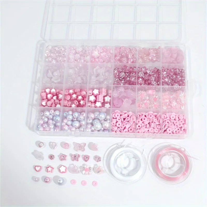 

0,8-1,2 см, 24 коробки, розовые акриловые бусины, любовные бусины, две эластичные линии, сделай сам, телефонные цепочки и украшения для телефонов