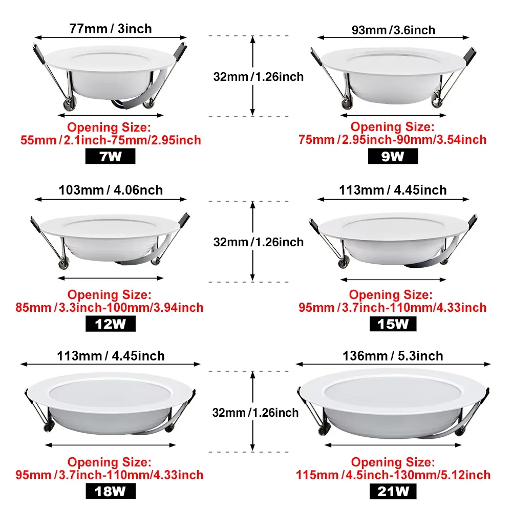 10Pcs/Lot LED Downlight 220V Recessed Round Ceiling Dowm Light Bedroom Indoor Living Room For Home  Decor Lighting LED Spot Lamp