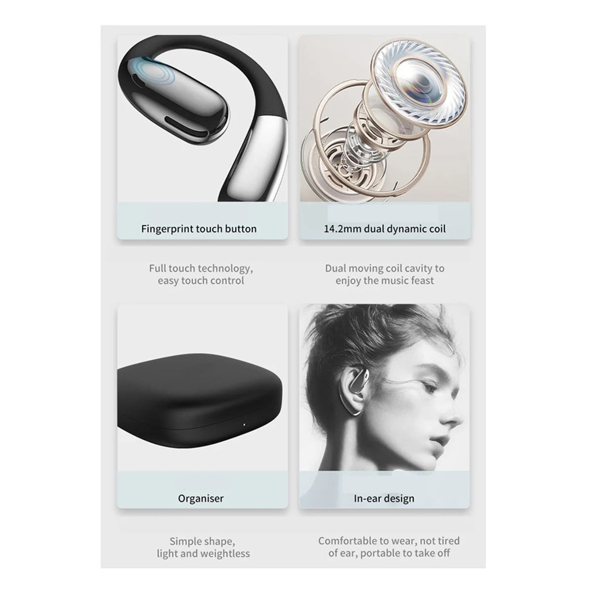 

A57G-подвесные беспроводные наушники Bluetooth 5,4 Hi-Fi стерео музыкальные наушники с крючком для ушей спортивные гарнитуры для бега D