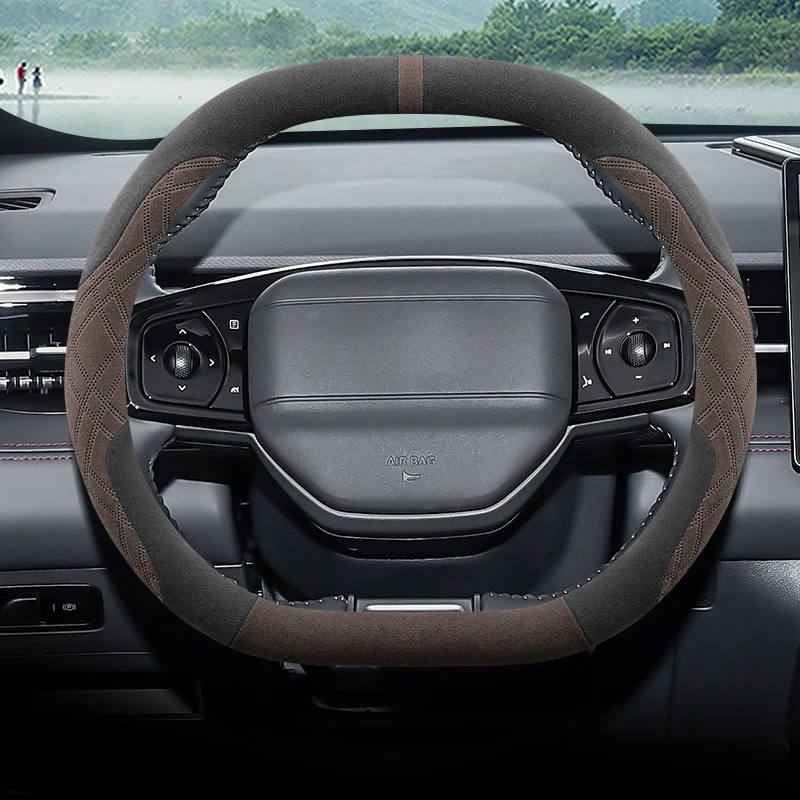 

Suitable for JETOUR DRSHING Dichromatism Suede Car Steering Wheel Protective Cover No Hand Sewing Required