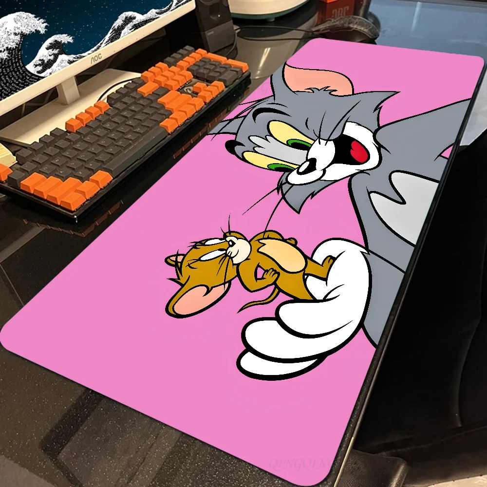 HD  Cartoon T-TOM and J-JERRY Mousepad Mouse Mat With Pad gaming accessories Prime Gaming XXL Keyboard Pad Stitch Padding Mat