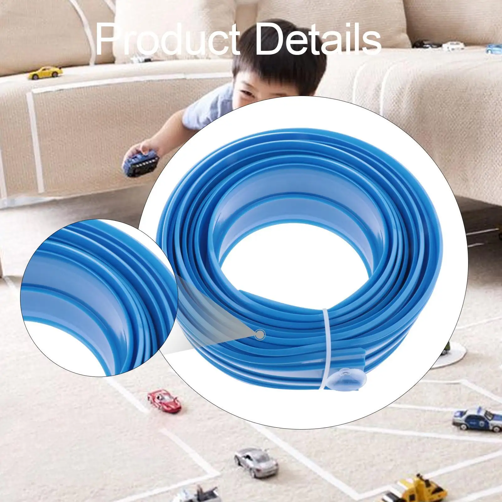 مضمار سباق قابل للانحناء بطول 15 قدمًا مع 4 أكواب شفط قوية محمولة #5