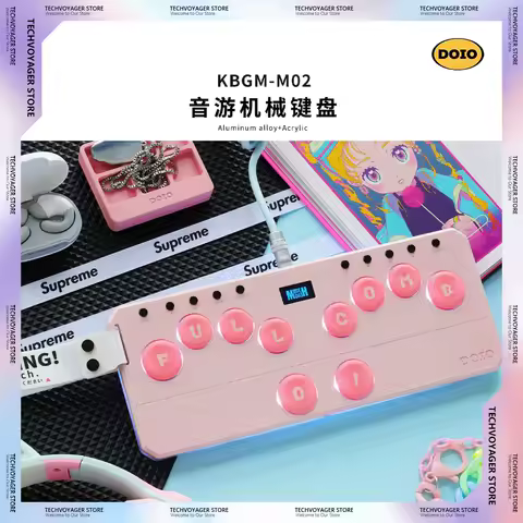 DOIO KBGM-M02 Short Switch Mini Mechanical Keyboard Aluminium Alloy Portable Mini-audio Game Console Custom Wired Keypad Gifts