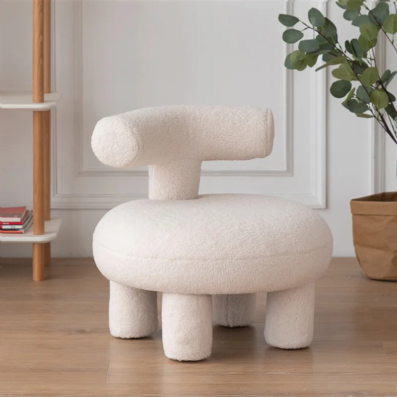 Lamb Fluffy Sofa Chair Backrest Living Room Light Luxury Small Low Stool Soft Seat Creative Lovely Children's Sofa Stool